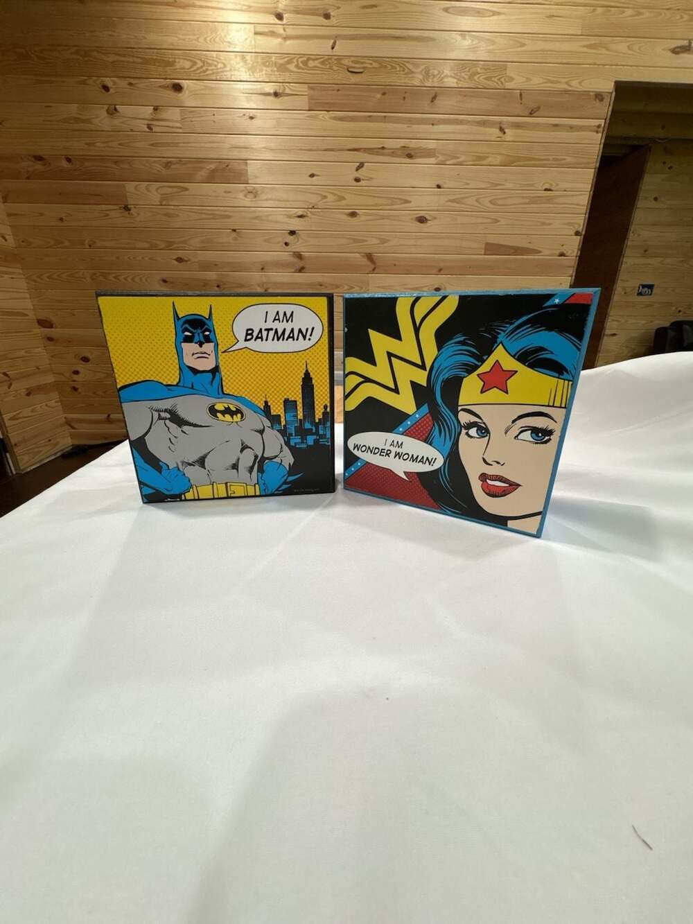 Open Road Brands DC Comics Batman and Wonder Woman Pop Art Wood Box Signs Set
